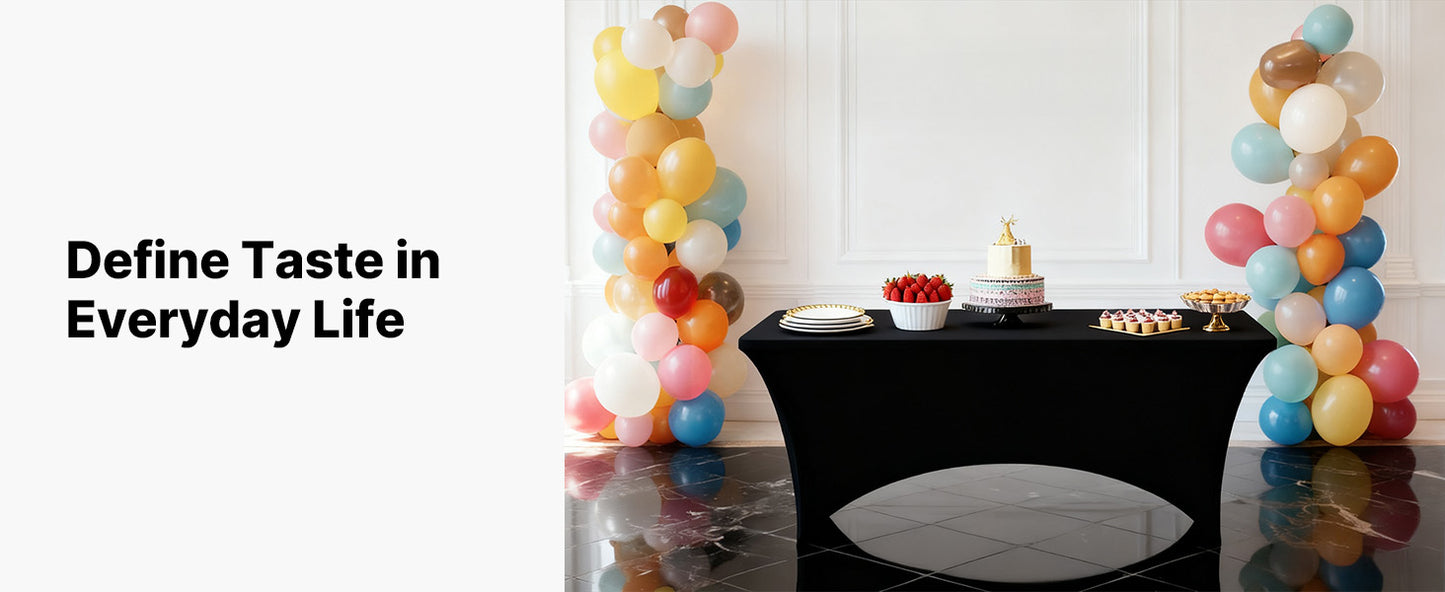 SucceBuy 3/6/10 Pack Table Cloth for Rectangular Fitted Events Wrinkle-Resistant Stretch Black Table Covers Washable Tablecloth