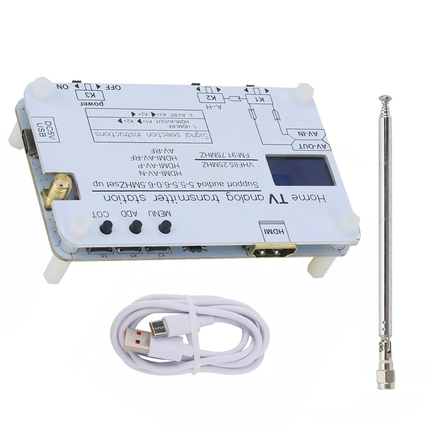 1Pc Analog TV Signal Transmitter VHF Audio Wireless RF Signal Converter AV Transmission Analog TV Sound Video Signal Transmitter