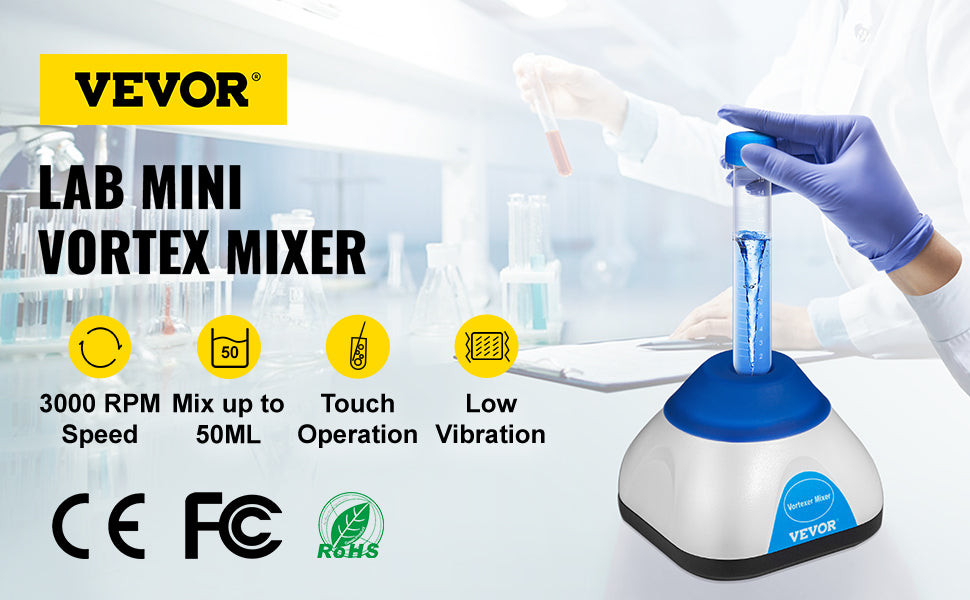 VEVOR Lab Mini Vortex Mixer 3000/6000 RPM Fixed Speed Shaker 50ML Laboratory Equipment Use for Test Tube Tattoo Ink Nail Polish