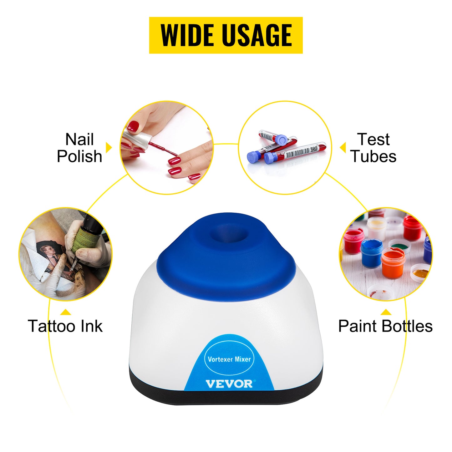 VEVOR Lab Mini Vortex Mixer 3000/6000 RPM Fixed Speed Shaker 50ML Laboratory Equipment Use for Test Tube Tattoo Ink Nail Polish