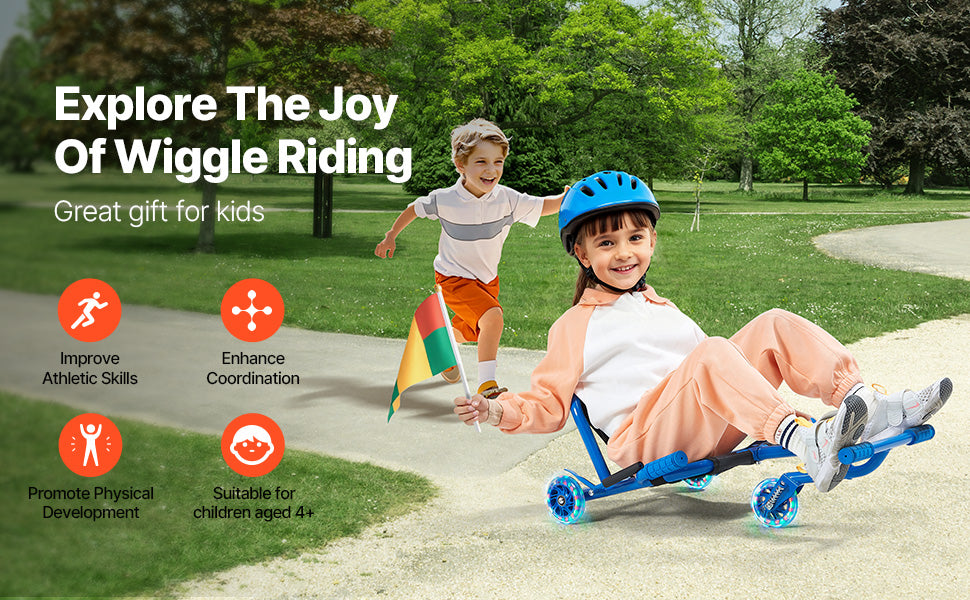 SucceBuy 132/198lbs Ride on Scooter Swing Side-to-Side Powered by Zig-Zag Motion Sports Games Drifting Toys for Children Gifts
