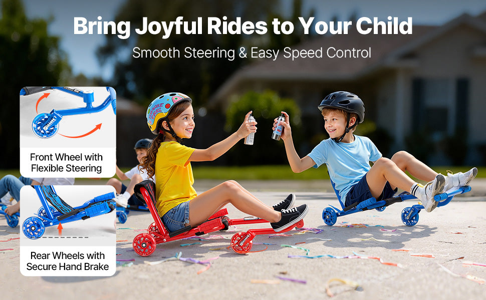 SucceBuy 132/198lbs Ride on Scooter Swing Side-to-Side Powered by Zig-Zag Motion Sports Games Drifting Toys for Children Gifts