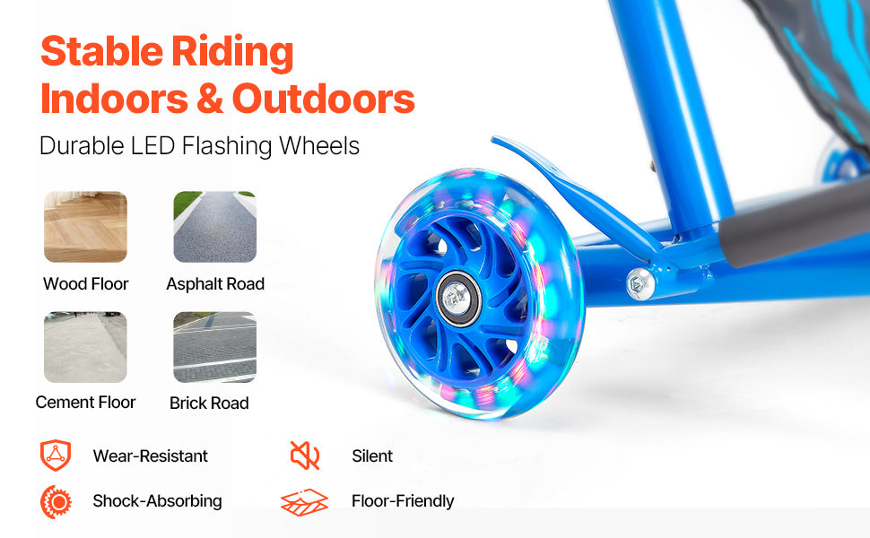 SucceBuy 132/198lbs Ride on Scooter Swing Side-to-Side Powered by Zig-Zag Motion Sports Games Drifting Toys for Children Gifts